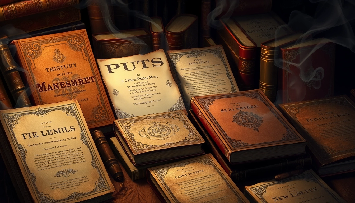 Vintage books and manuscripts with smoky shadows and warm lighting, illustrating the historical evolution of smut.
