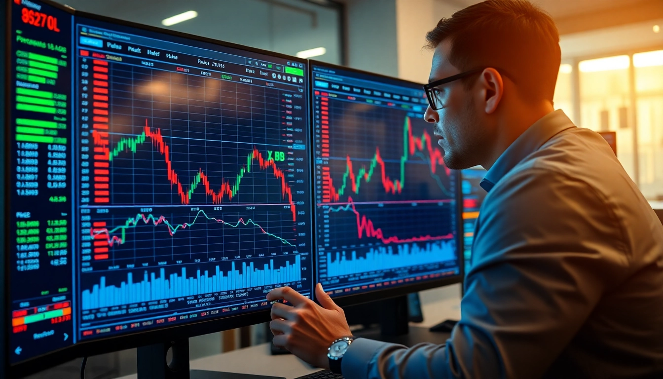 Comprehensive Online Trading Guide with professional analyzing financial charts for successful